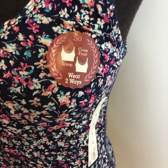 SO L floral tank NWT reversible criss cross - Picture 7 of 16